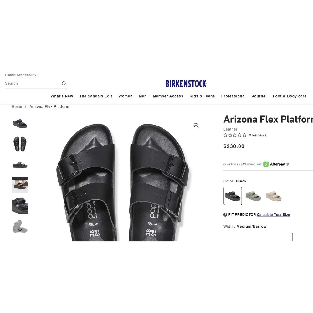 Birkenstock Papillio Arizona Flex Platform Sandals 2 Strap Buckle Black 40 L9 M7 - Picture 16 of 16